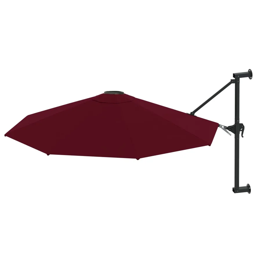 Parasol mural avec mât en métal 300 cm Bordeaux - 2