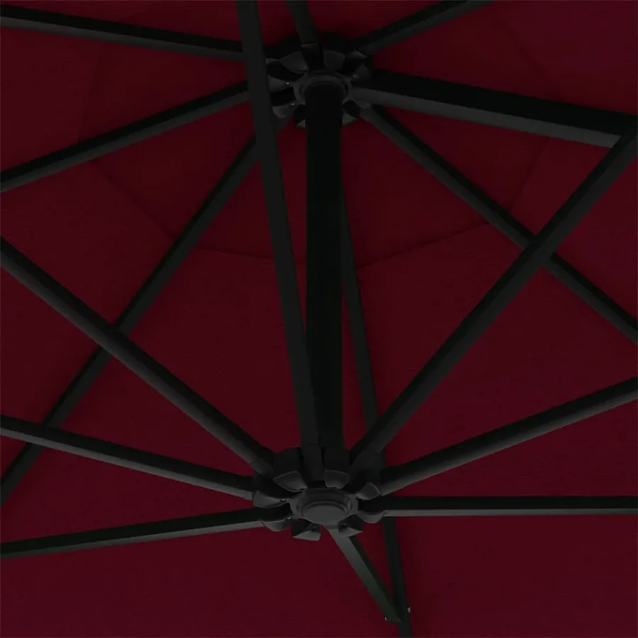 Parasol mural avec mât en métal 300 cm Bordeaux - 7