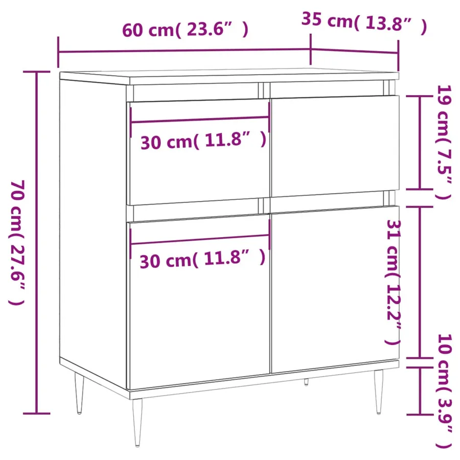 Buffet Chêne fumé 60x35x70 cm Bois d'ingénierie - 11