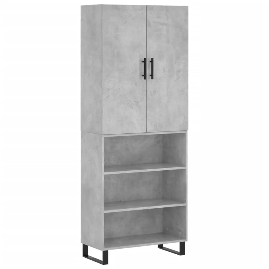 Buffet haut Gris béton 69,5x34x180 cm Bois d'ingénierie - 2
