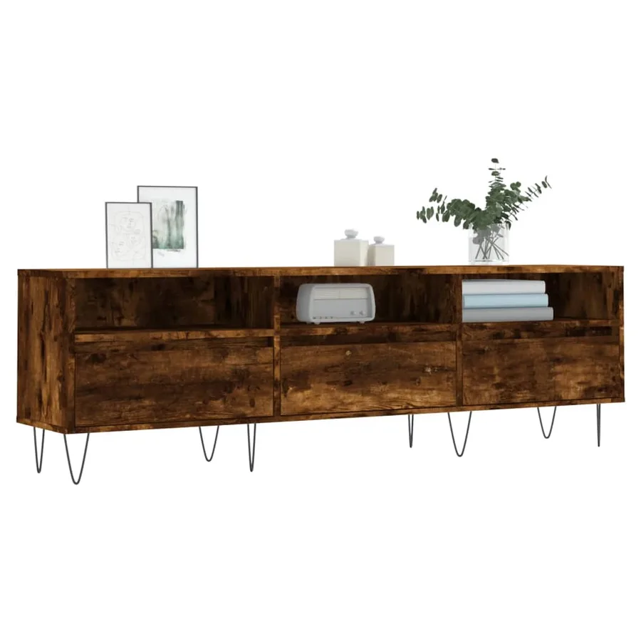 Meuble TV chêne fumé 150x30x44,5 cm bois d'ingénierie - 3