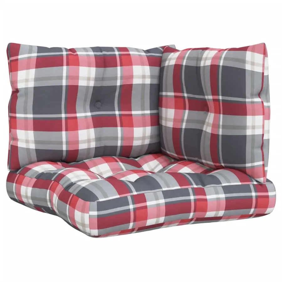 Coussins de palette lot de 3 motif à carreaux rouge tissu - 2