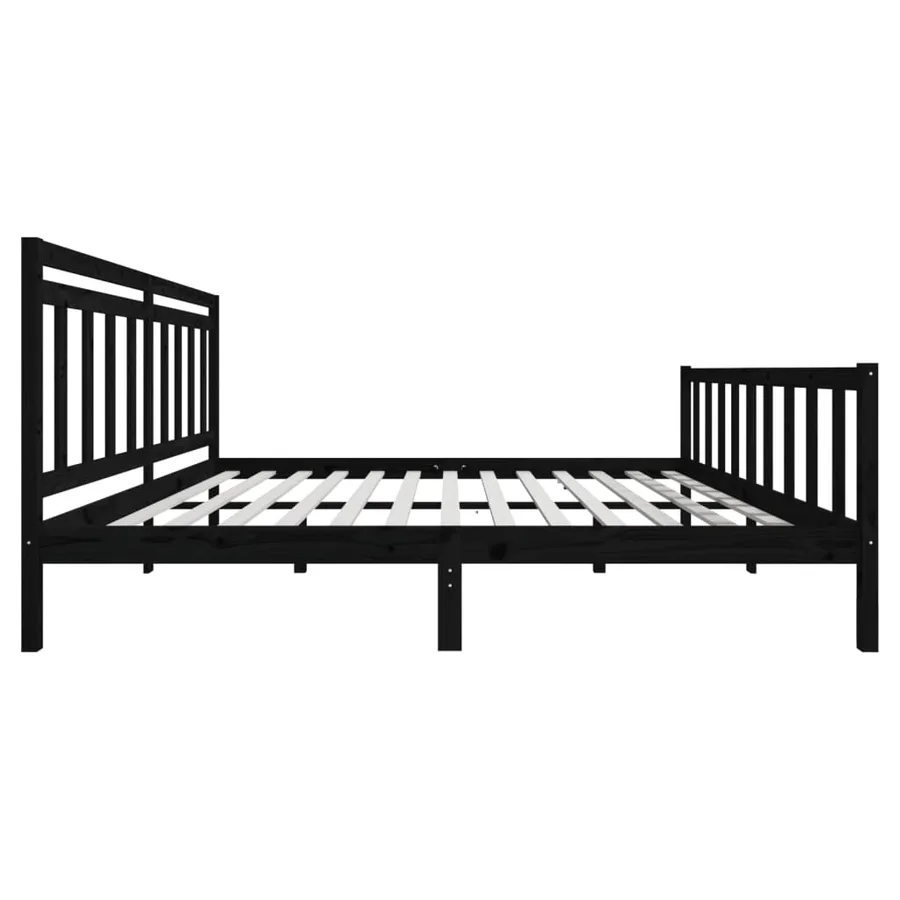 Cadre de lit sans matelas noir bois massif 200x200 cm - 5