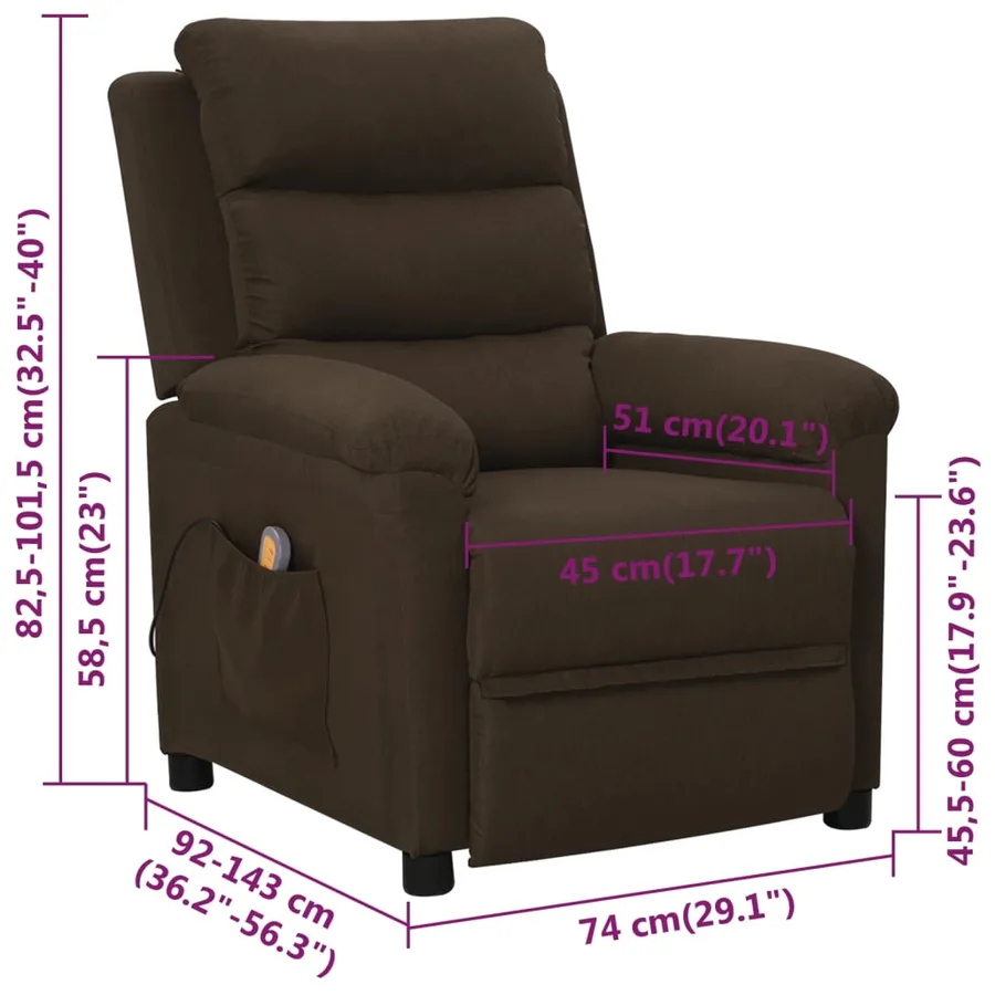 Fauteuil de massage Marron foncé Tissu - 11