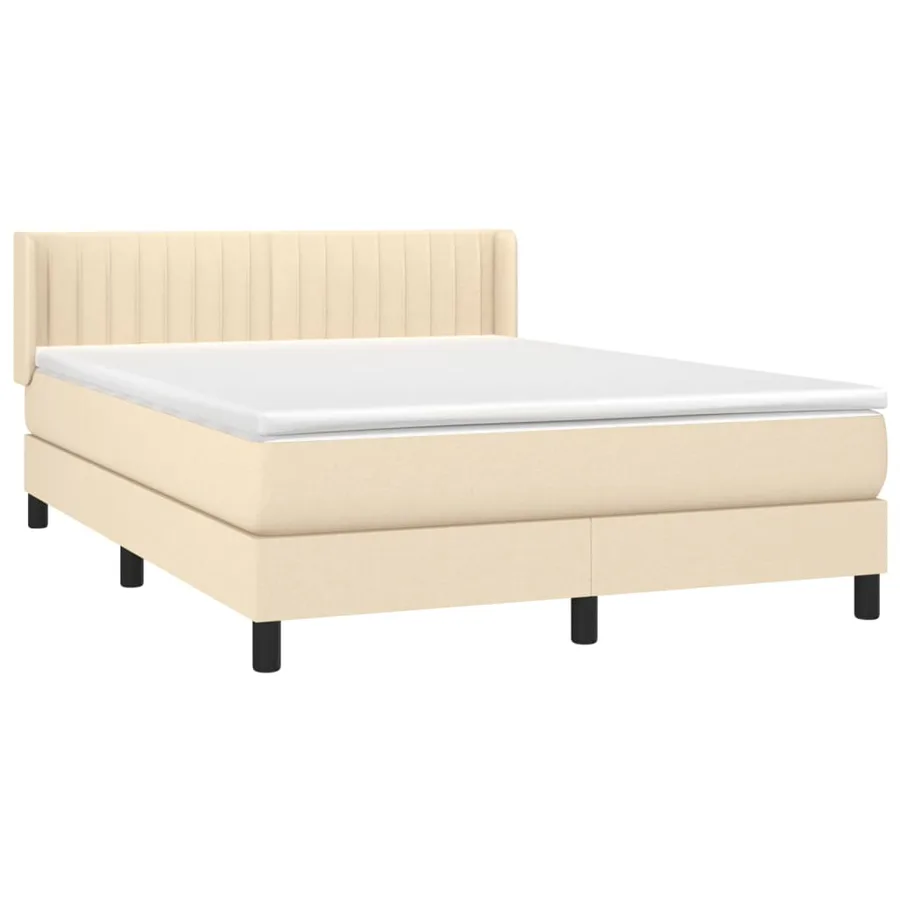 Sommier à lattes de lit avec matelas Crème 140x200 cm Tissu - 3