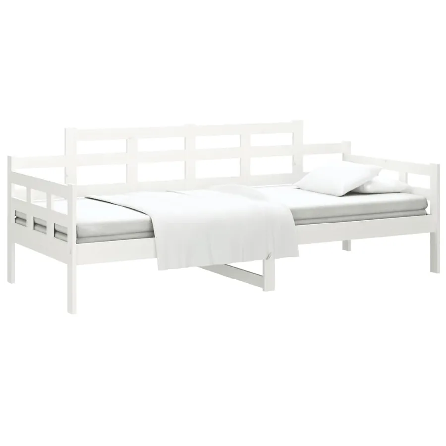 Lit de jour sans matelas blanc bois de pin massif 90x200 cm - 3
