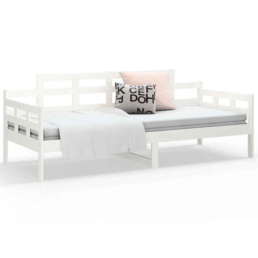 Lit de jour sans matelas blanc bois de pin massif 90x200 cm - 7