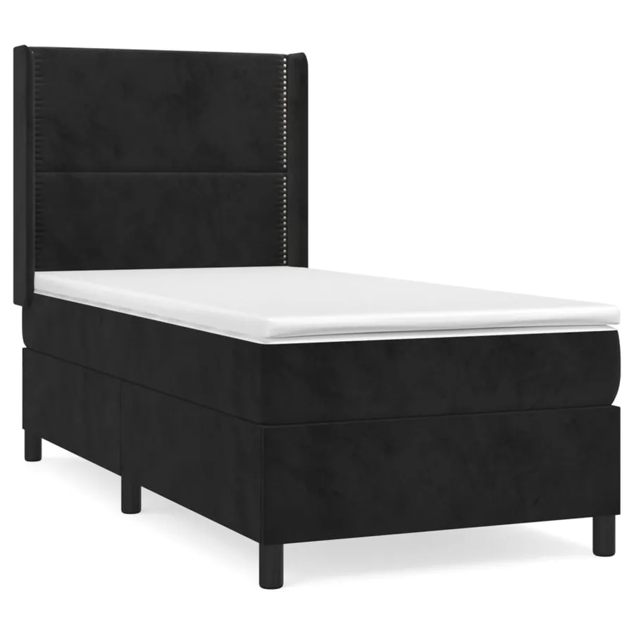 Sommier à lattes de lit et matelas Noir 80x200 cm Velours - 2