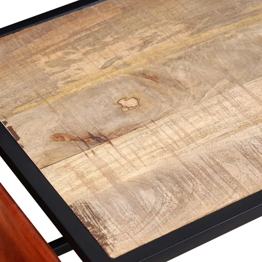 Table basse avec porte-revues Cuir véritable 110x50x45 cm - 7