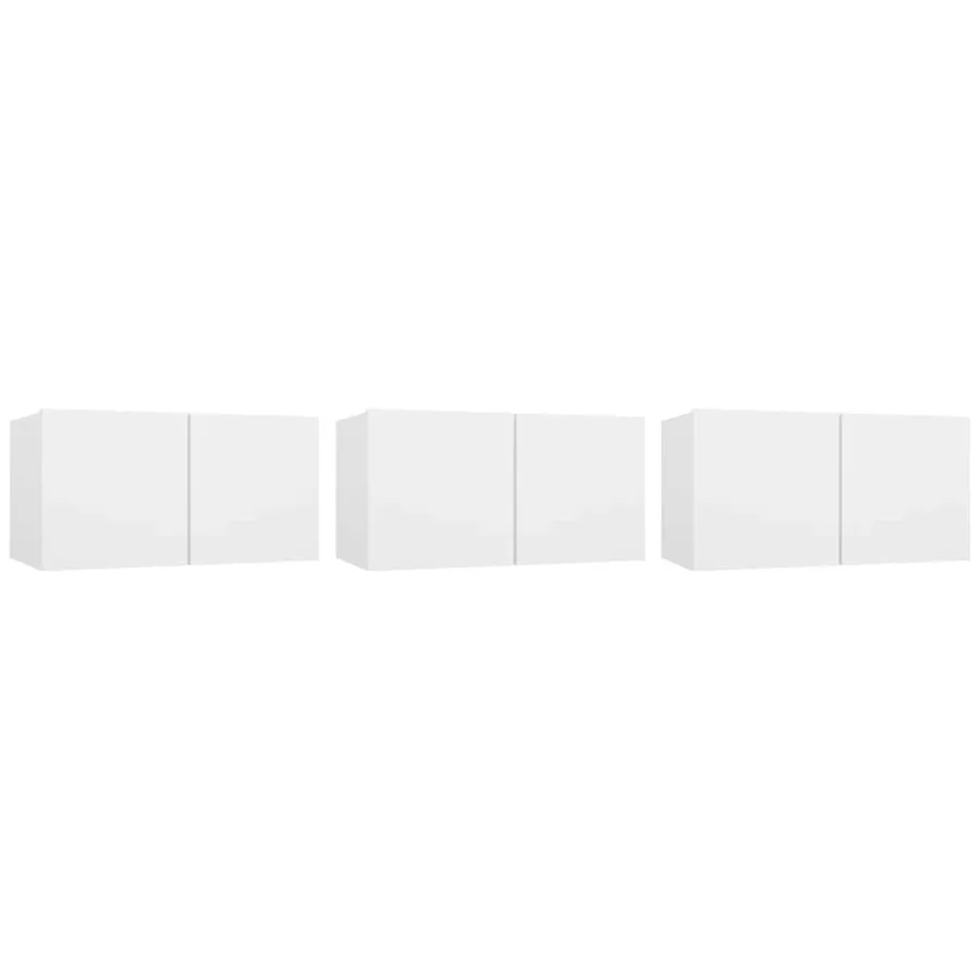 Meubles TV suspendus 3 pcs Blanc 60x30x30 cm - 2