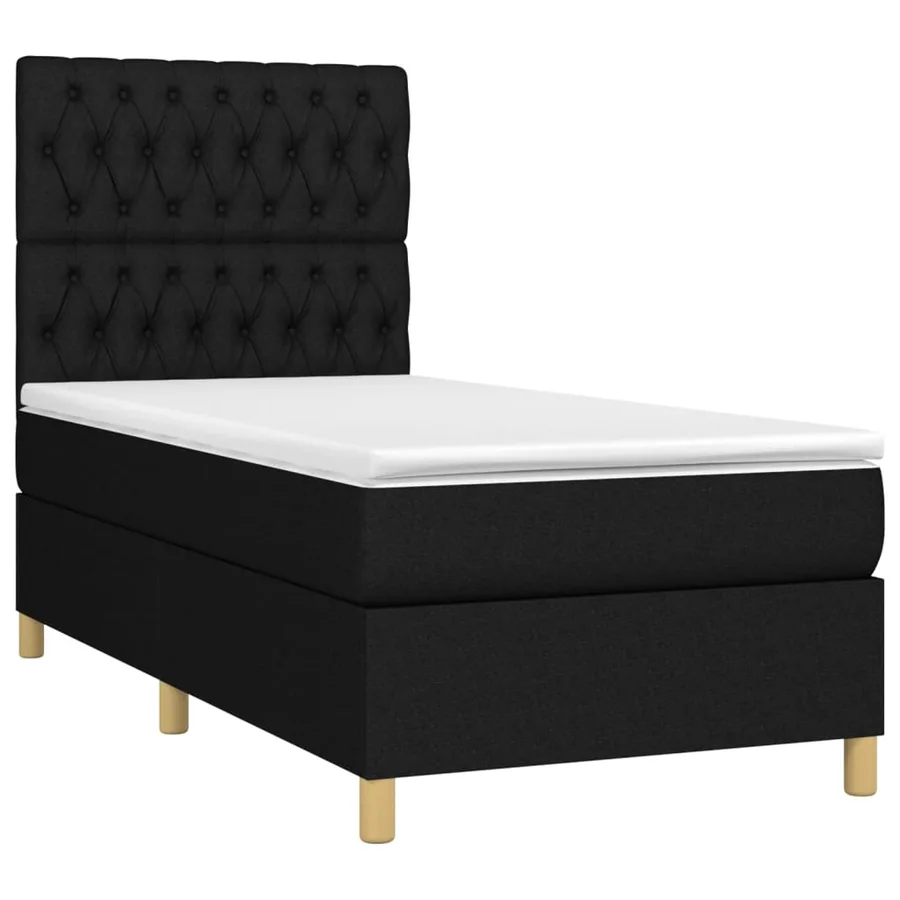 Sommier à lattes de lit avec matelas Noir 90x190 cm Tissu - 3