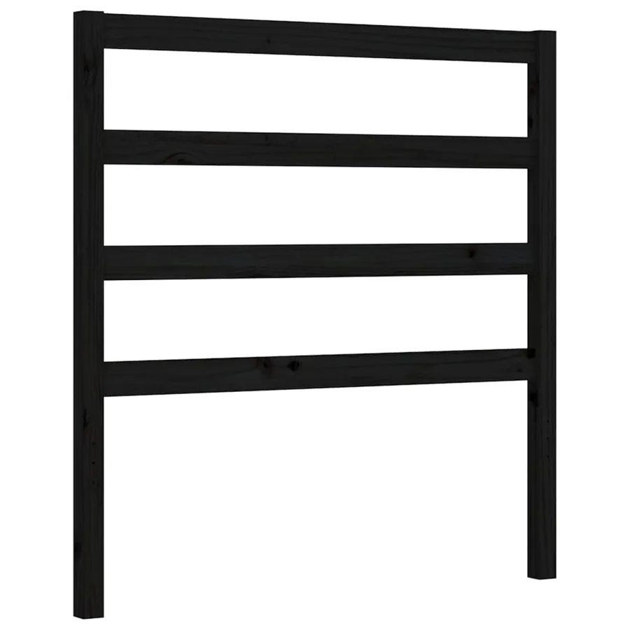 Cadre de lit sans matelas noir bois de pin massif - 8