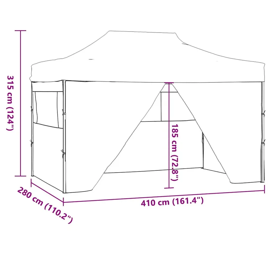 Tente de réception pliable avec 4 parois 3x4 m Acier Bleu - 12