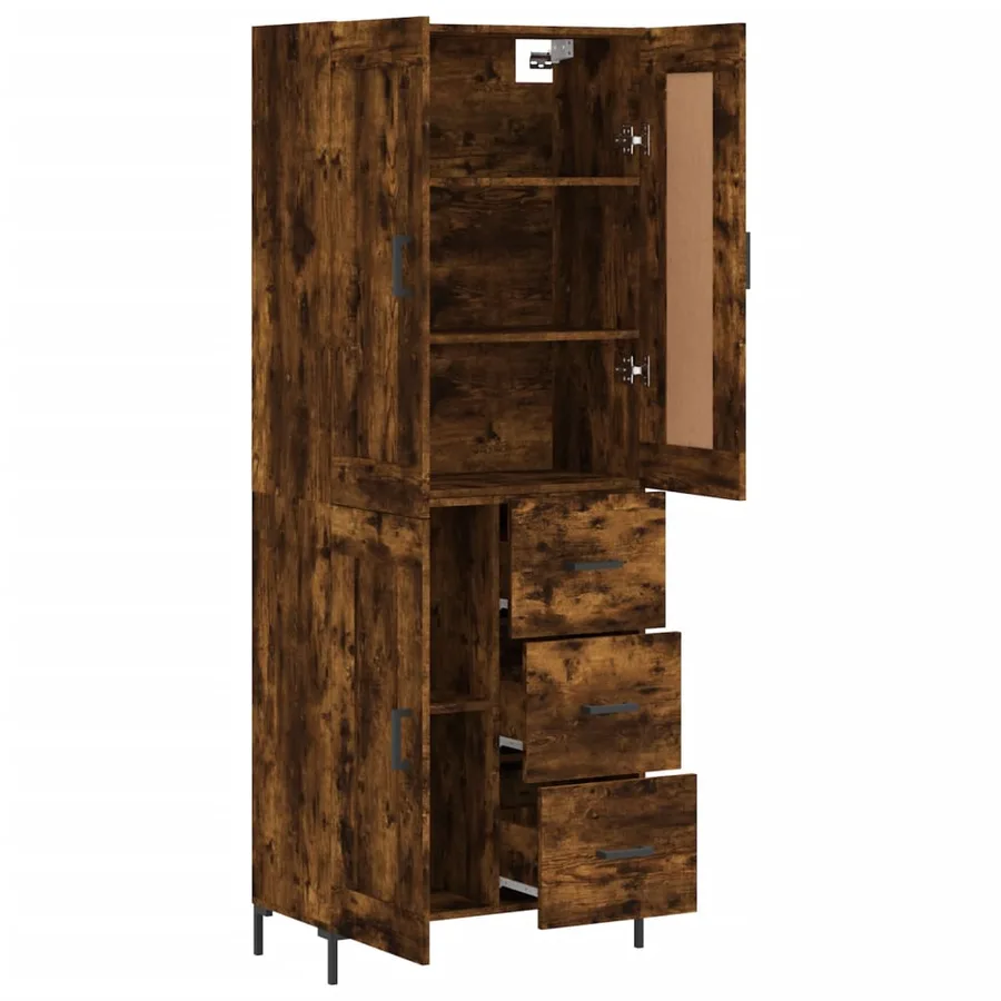 Buffet haut Chêne fumé 69,5x34x180 cm Bois d'ingénierie - 4