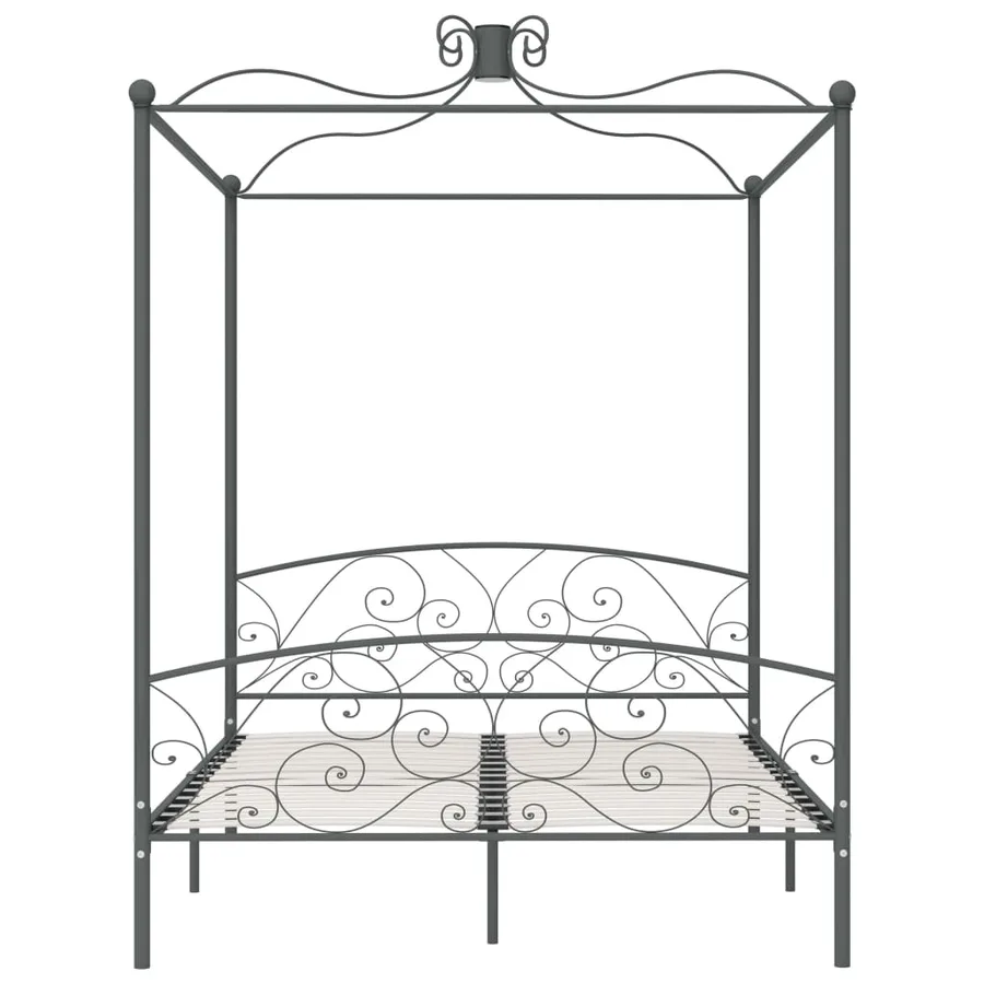 Cadre de lit à baldaquin sans matelas gris métal 160x200 cm - 3