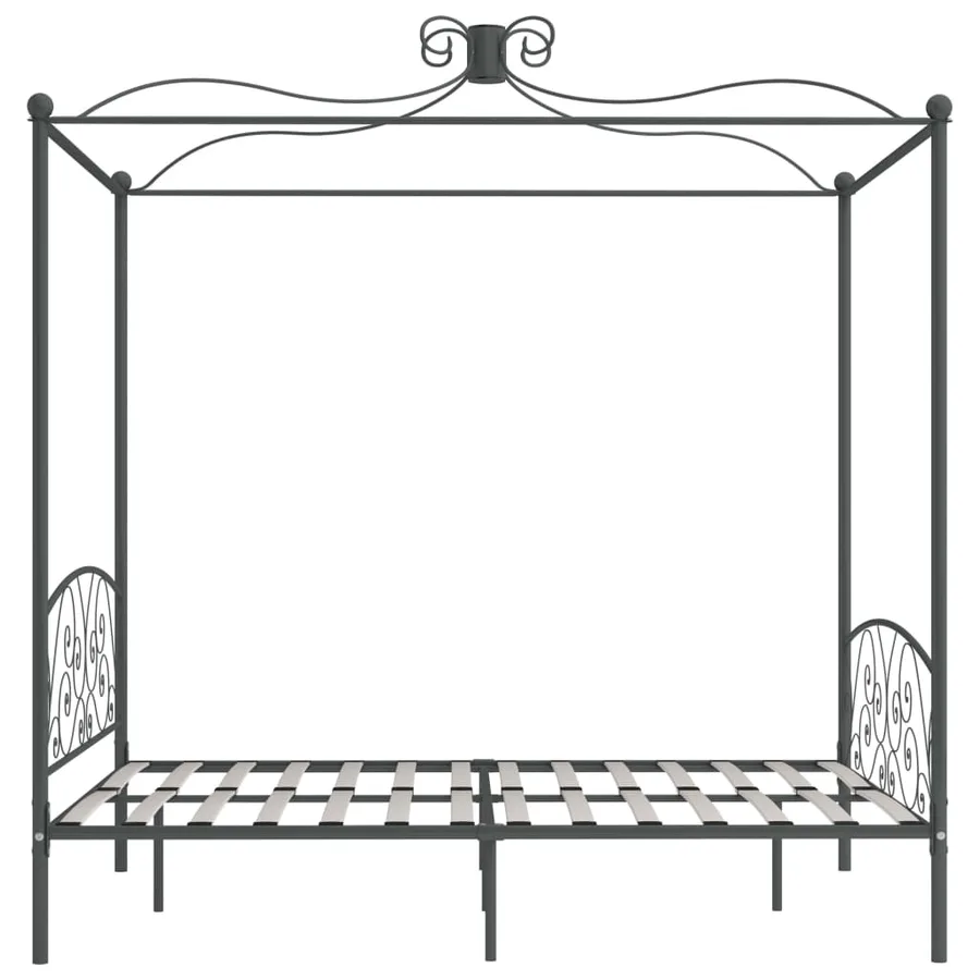 Cadre de lit à baldaquin sans matelas gris métal 160x200 cm - 4