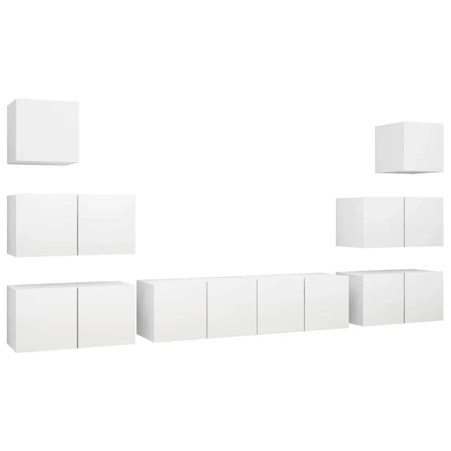 Ensemble de meubles TV 8 pcs Blanc Bois d'ingénierie - 2