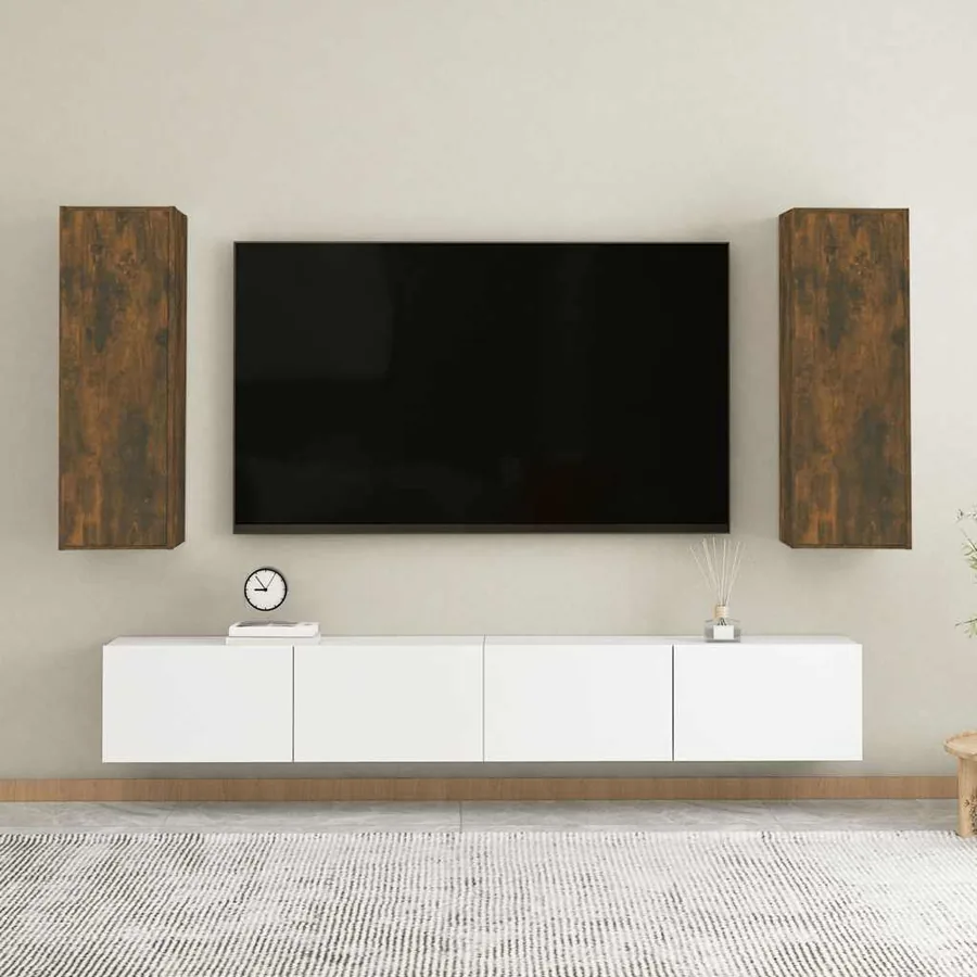 Meubles TV 2 pcs Chêne fumé 30,5x30x90 cm Bois d'ingénierie