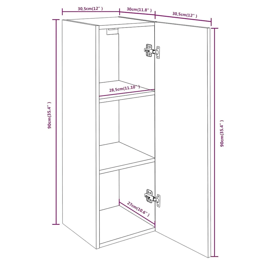Meubles TV 2 pcs Chêne fumé 30,5x30x90 cm Bois d'ingénierie - 10