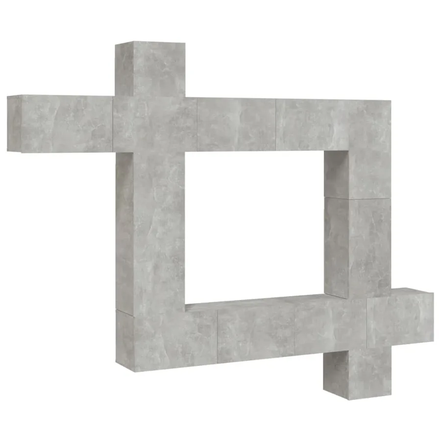 Ensemble de meubles TV 9 pcs Gris béton Bois d'ingénierie - 2
