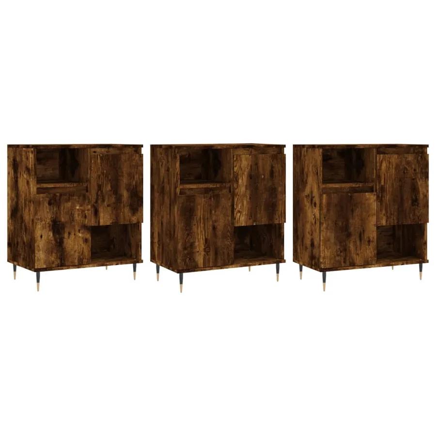 Buffets 3 pcs Chêne fumé Bois d'ingénierie - 2