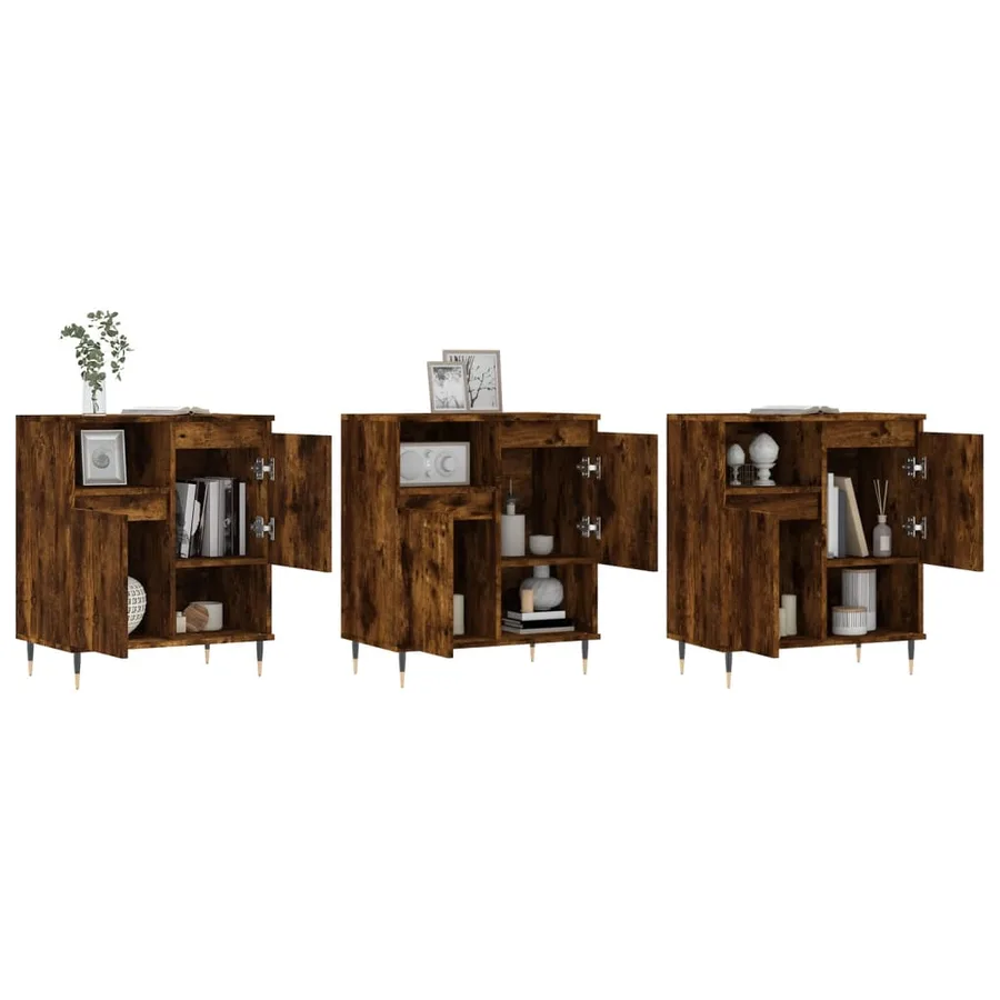 Buffets 3 pcs Chêne fumé Bois d'ingénierie - 3