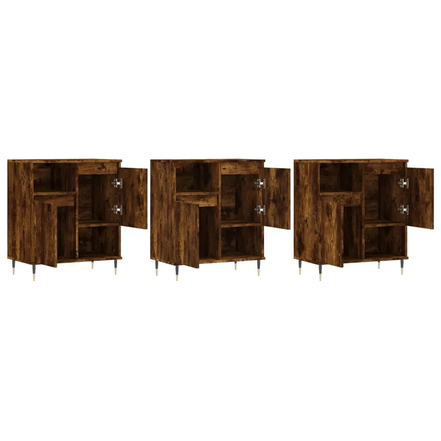 Buffets 3 pcs Chêne fumé Bois d'ingénierie - 4