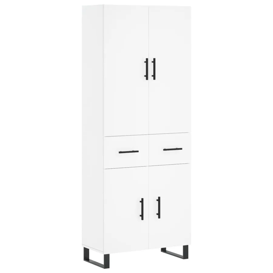 Buffet haut Blanc 69,5x34x180 cm Bois d'ingénierie - 2