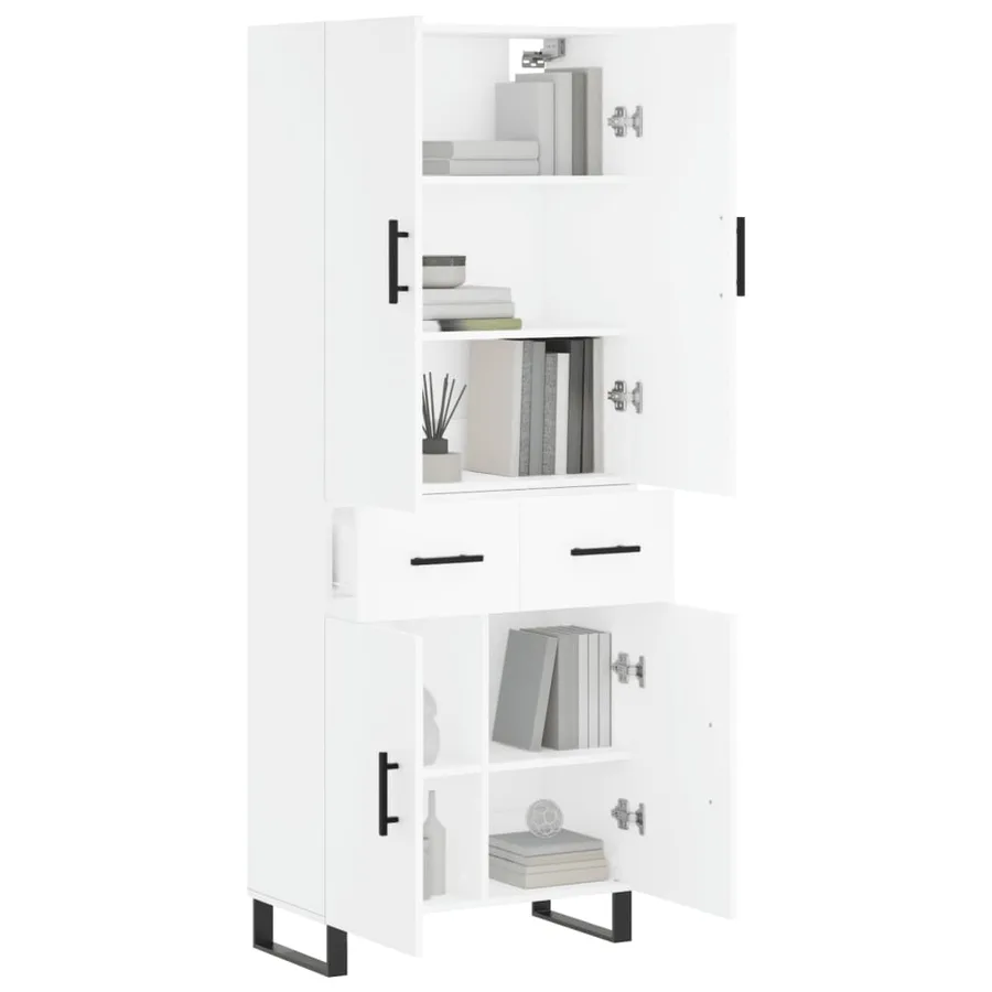 Buffet haut Blanc 69,5x34x180 cm Bois d'ingénierie - 3