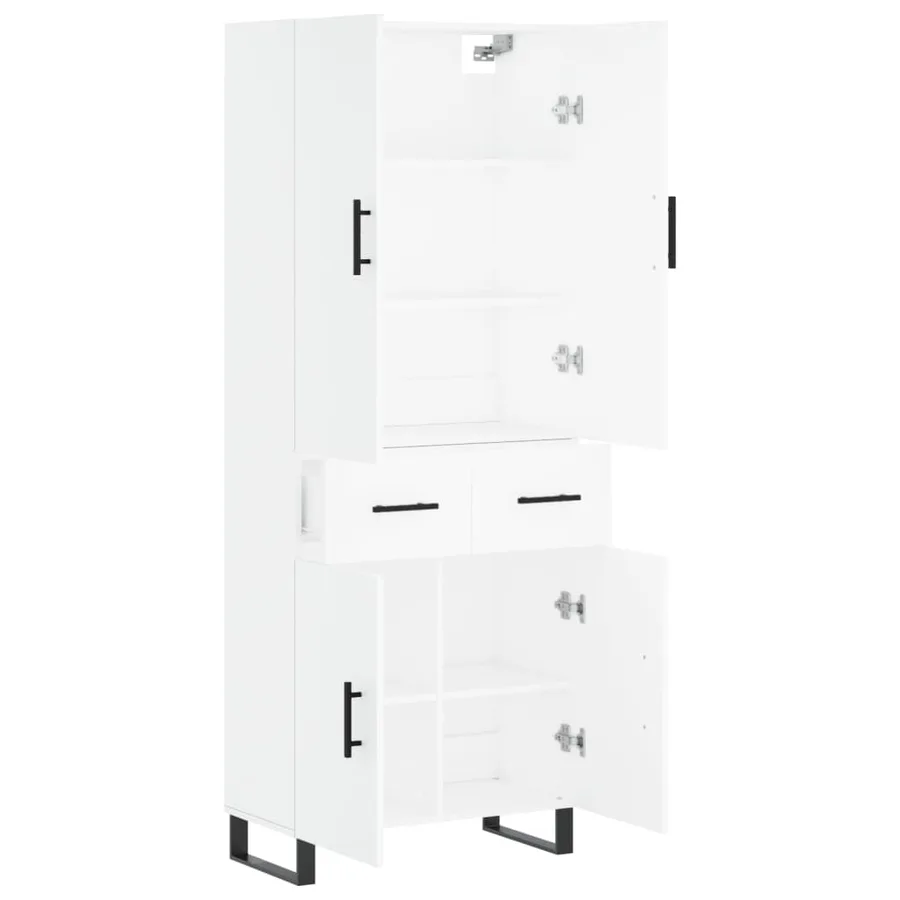 Buffet haut Blanc 69,5x34x180 cm Bois d'ingénierie - 4