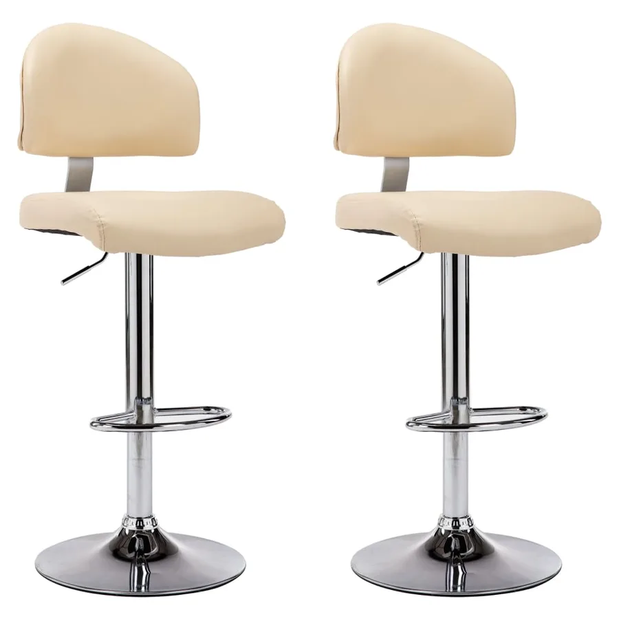 Tabourets de bar lot de 2 crème similicuir - 2
