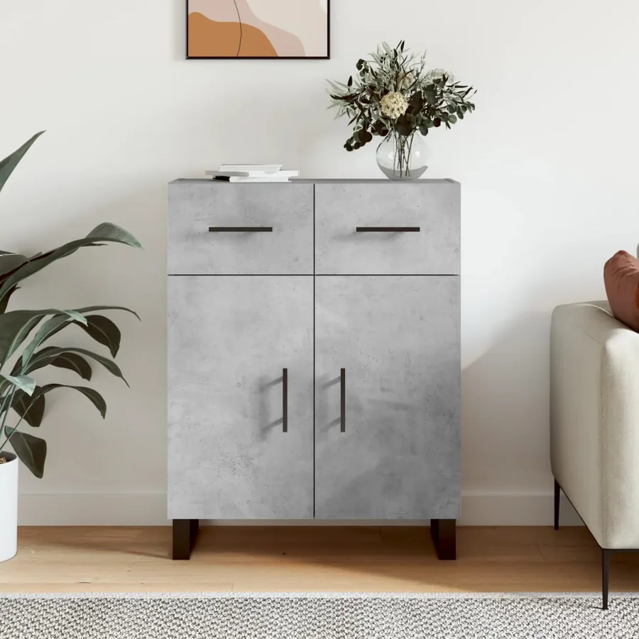 Buffet gris béton 69,5x34x90 cm bois d'ingénierie