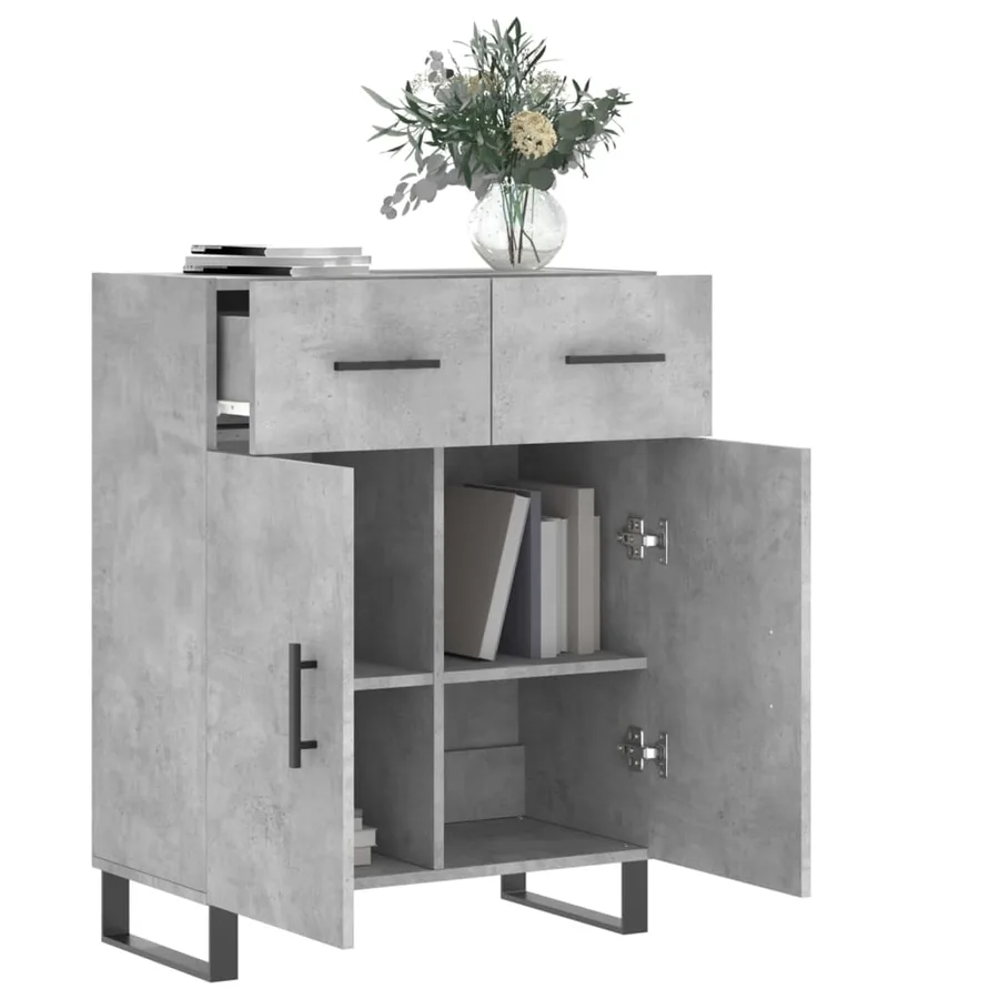 Buffet gris béton 69,5x34x90 cm bois d'ingénierie - 4