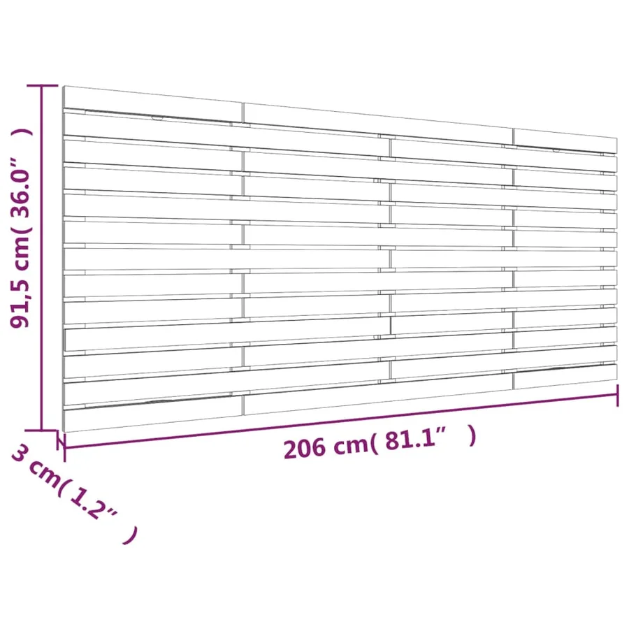 Tête de lit murale 206x3x91,5 cm Bois massif de pin - 8