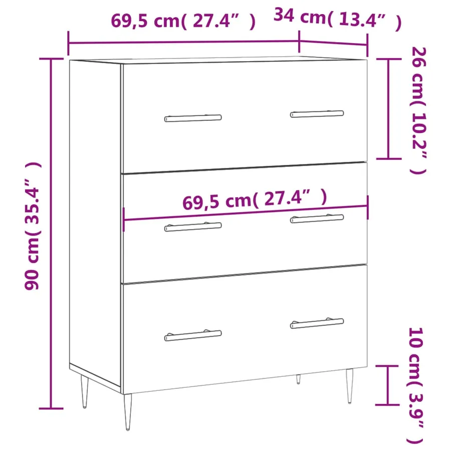 Buffet sonoma gris 69,5x34x90 cm bois d'ingénierie - 12
