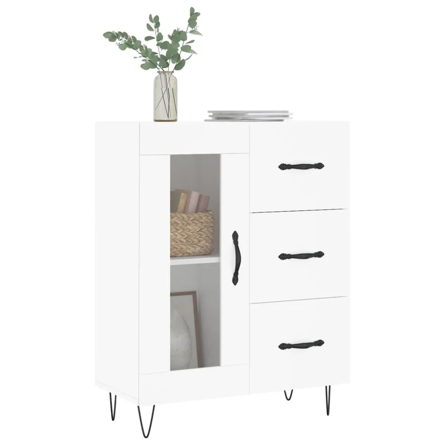 Buffet blanc 69,5x34x90 cm bois d'ingénierie - 3