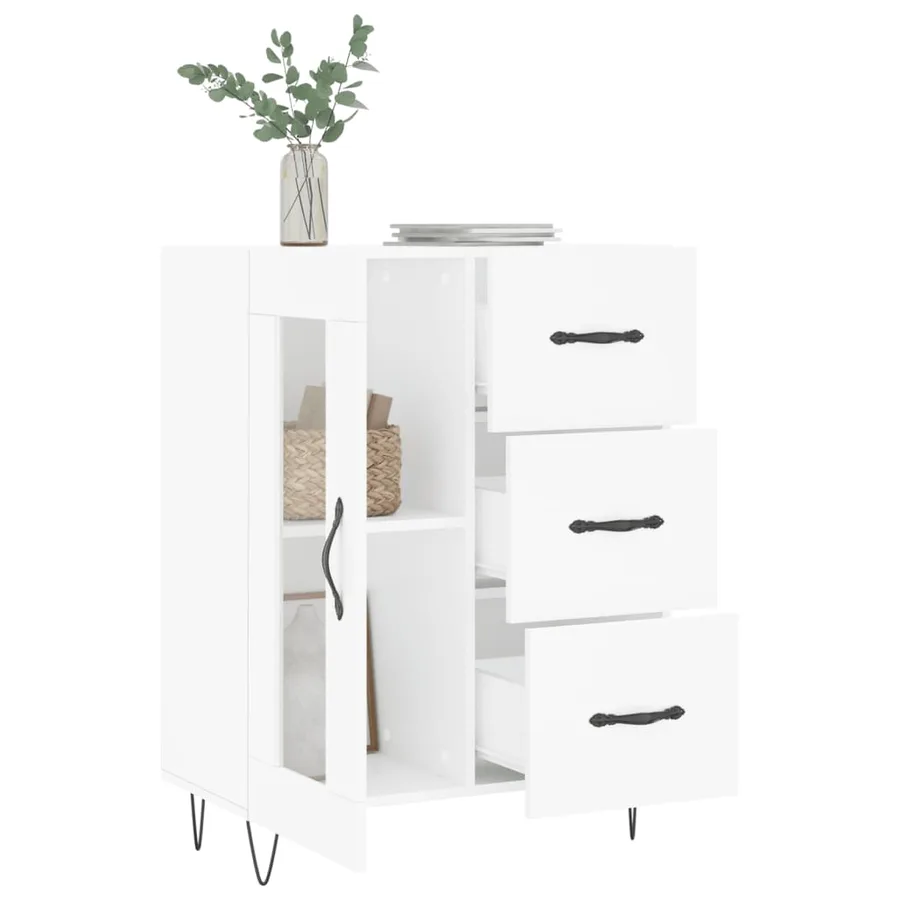 Buffet blanc 69,5x34x90 cm bois d'ingénierie - 4
