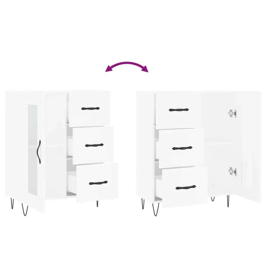 Buffet blanc 69,5x34x90 cm bois d'ingénierie - 9