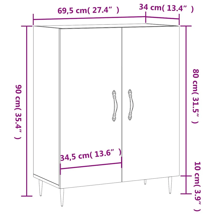 Buffet gris béton 69,5x34x90 cm bois d'ingénierie - 12