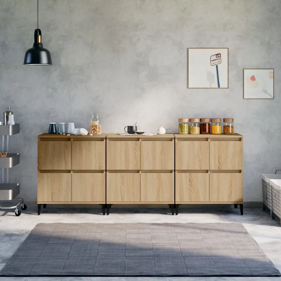 Buffets 3 pcs chêne sonoma 60x35x70 cm bois d'ingénierie