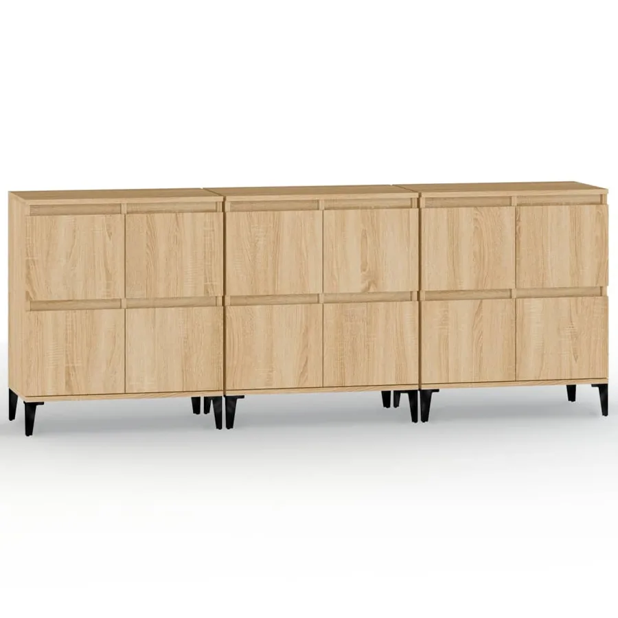 Buffets 3 pcs chêne sonoma 60x35x70 cm bois d'ingénierie - 2
