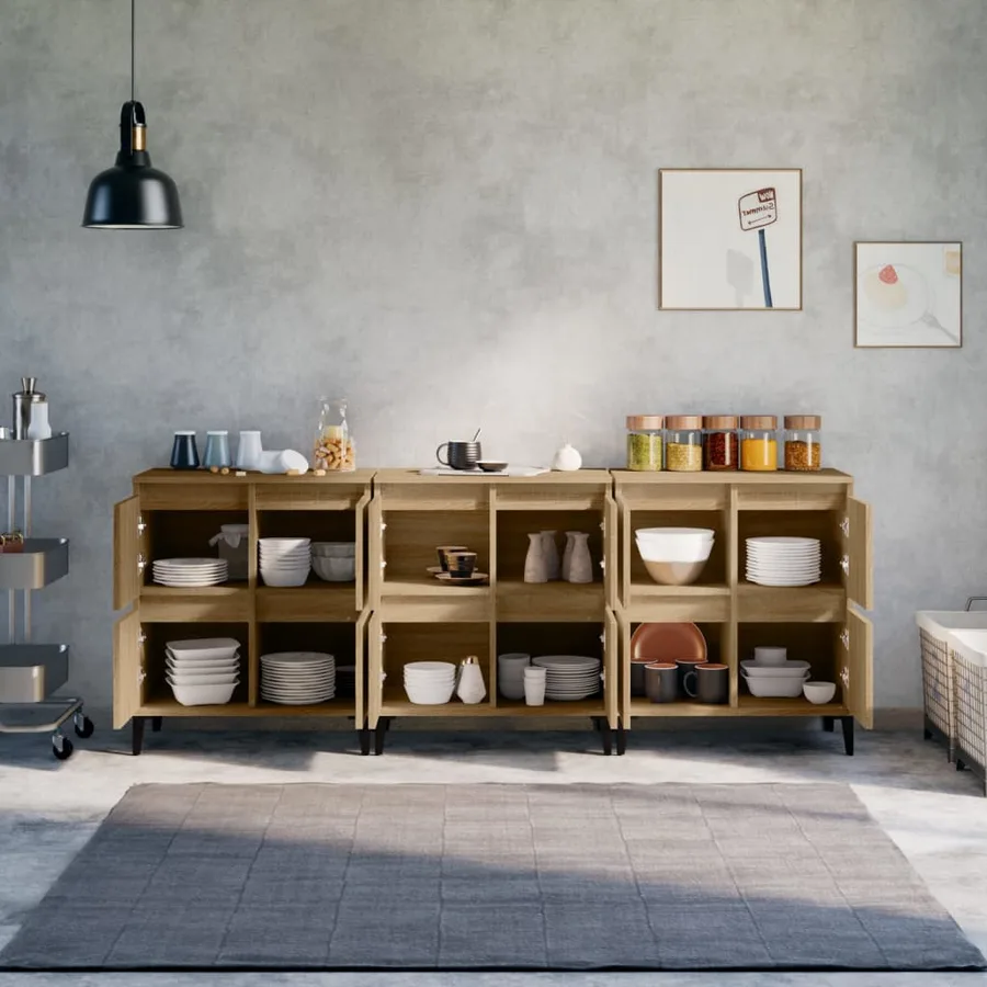 Buffets 3 pcs chêne sonoma 60x35x70 cm bois d'ingénierie - 3