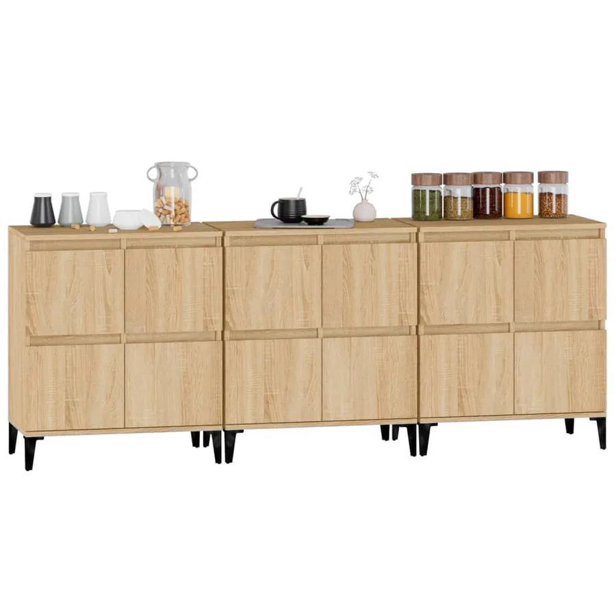 Buffets 3 pcs chêne sonoma 60x35x70 cm bois d'ingénierie - 4