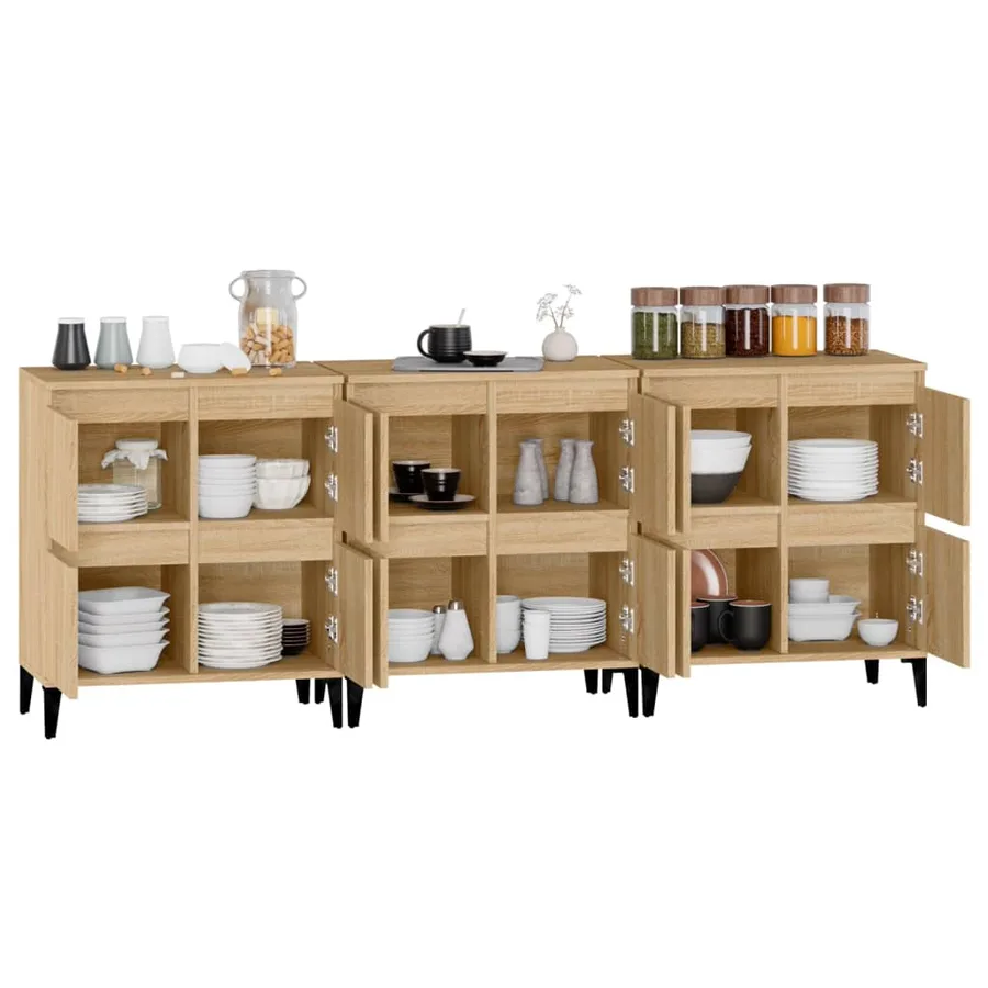 Buffets 3 pcs chêne sonoma 60x35x70 cm bois d'ingénierie - 5