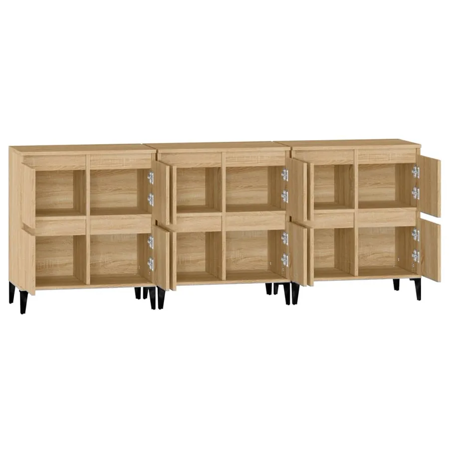 Buffets 3 pcs chêne sonoma 60x35x70 cm bois d'ingénierie - 7