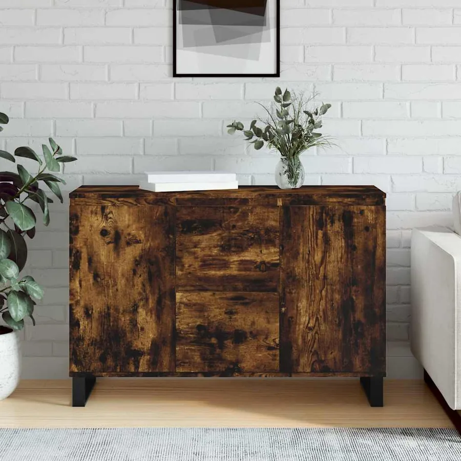 Buffet chêne fumé 101,5x35x70 cm bois d'ingénierie