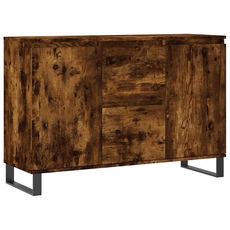 Buffet chêne fumé 101,5x35x70 cm bois d'ingénierie - 2