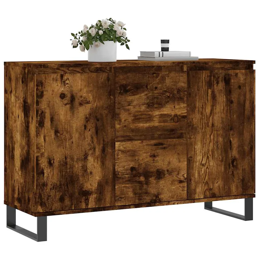 Buffet chêne fumé 101,5x35x70 cm bois d'ingénierie - 3