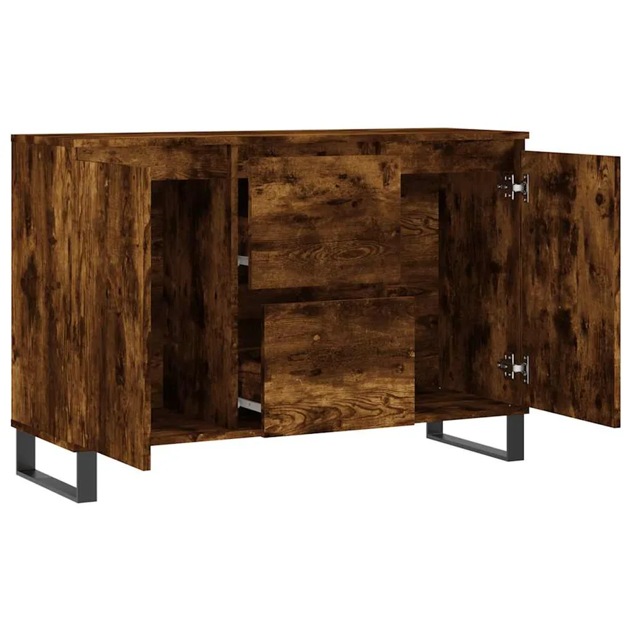 Buffet chêne fumé 101,5x35x70 cm bois d'ingénierie - 6