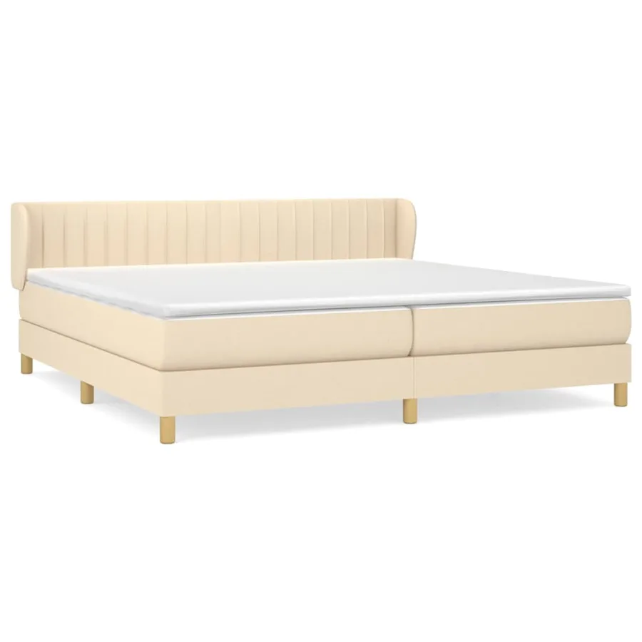 Sommier à lattes de lit avec matelas Crème 200x200 cm Tissu - 2